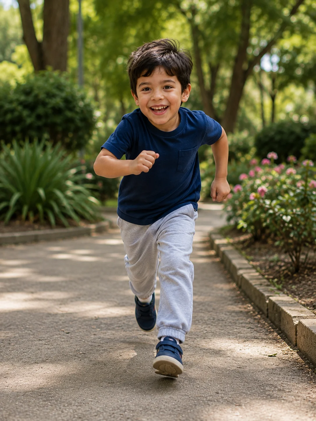 Niño corriendo en el parque: pausas activas al aire libre